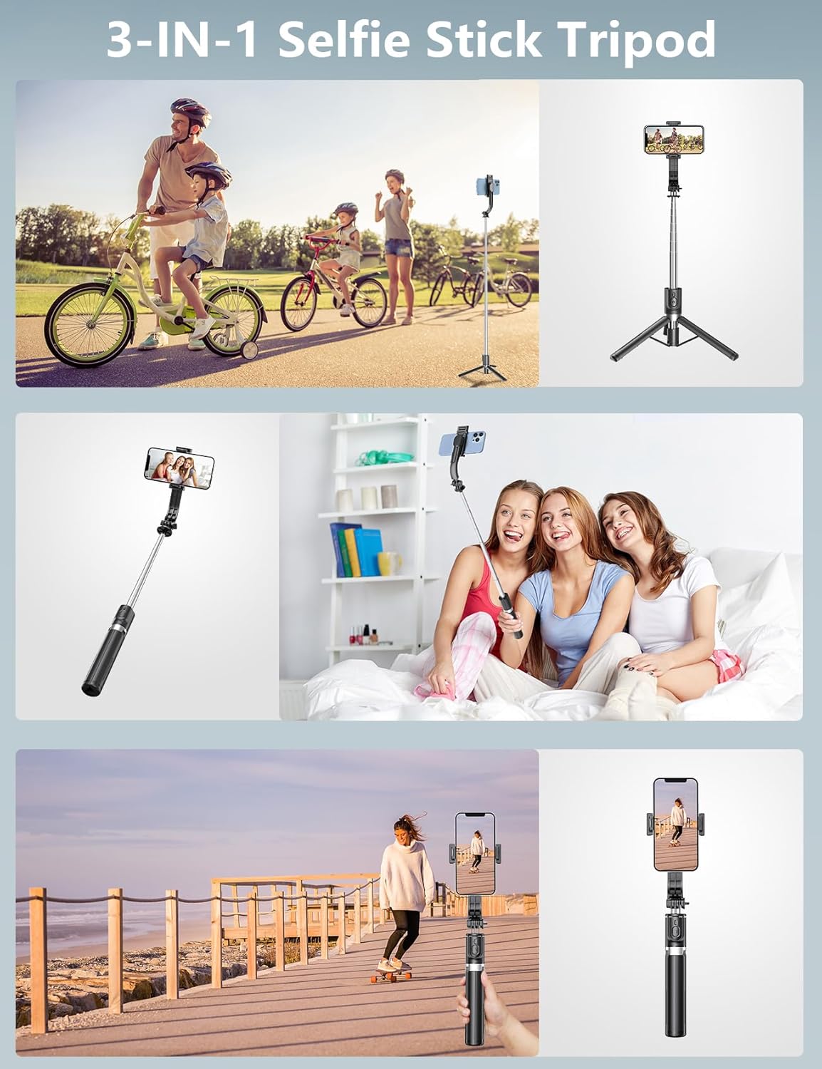 Selfie Stick Tripod with Light, 45'' Selfie Stick with Wireless Remote, Portable Phone Tripod Compatible with iPhone 16/15 Pro Max/15/14 Pro/14/13, Samsung S22/ S23 Ultra/Android Smartphone